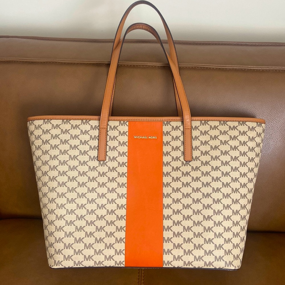 Michael Kors Logo Stripe Large Tote